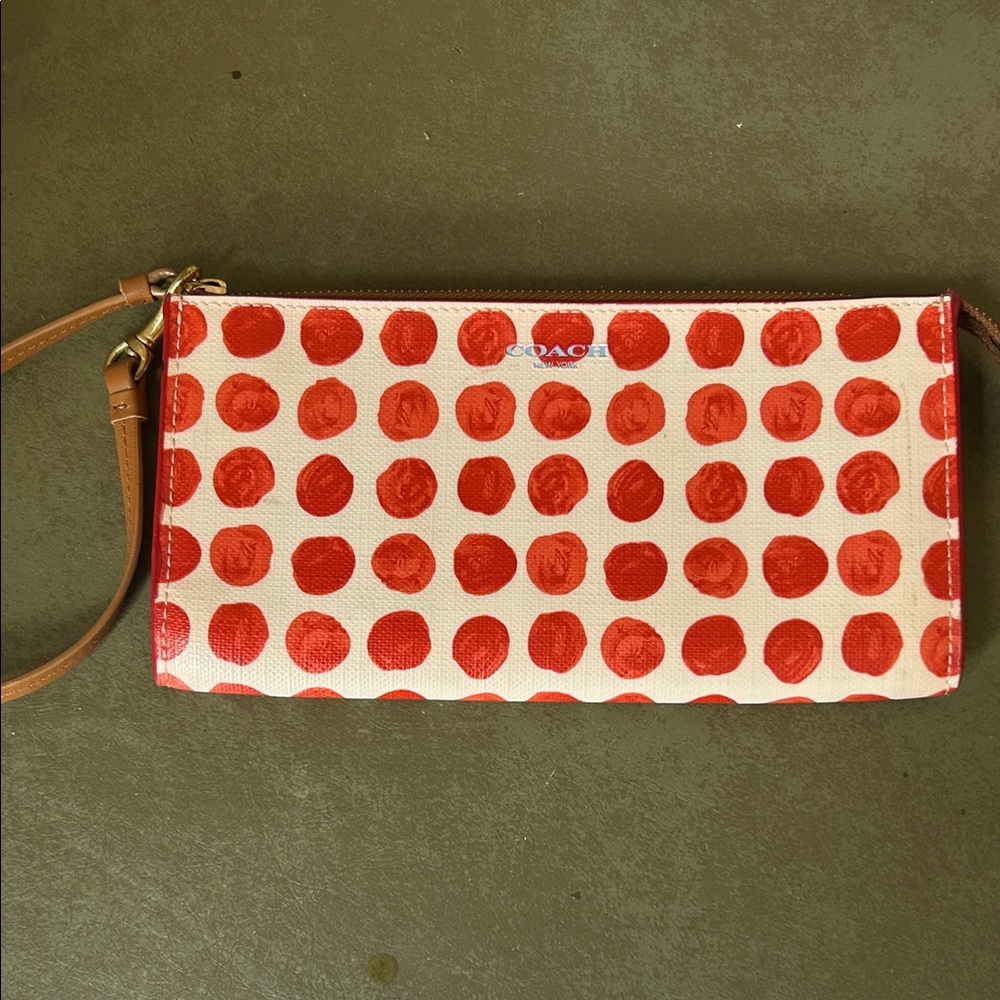Coach Red Dot Pattern Wristlet